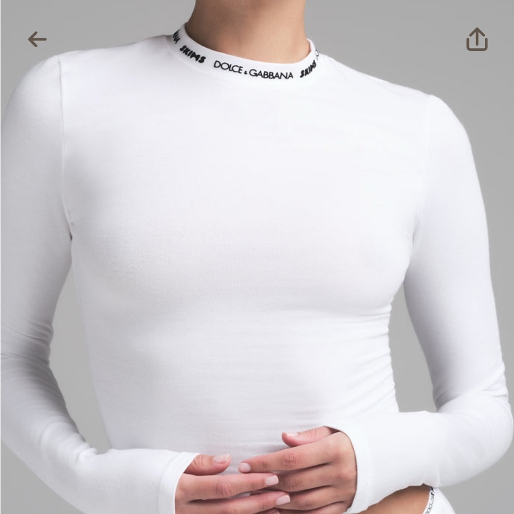 Dolce & Gabbana White Long Sleeve Crew Neck Bodysuit